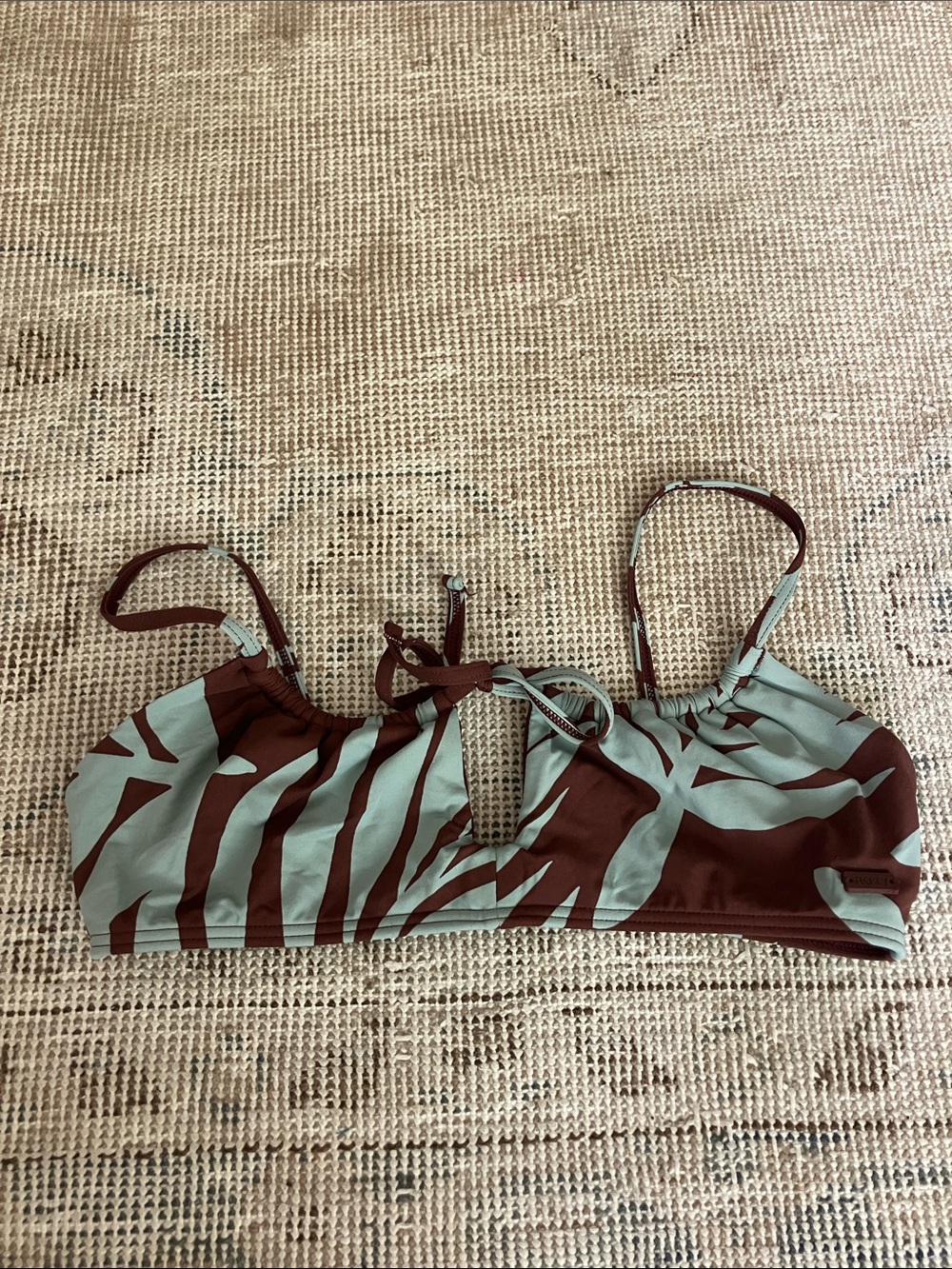 Roxy Sage and Maroon Abstract Strappy Bikini Camisole